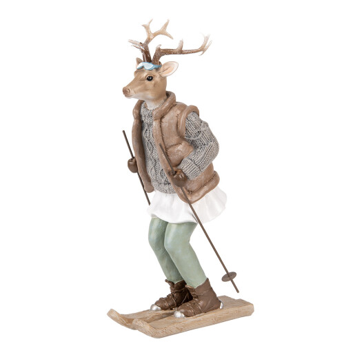 Figurina Ren Craciun polirasina multicolora 16x11x31 cm