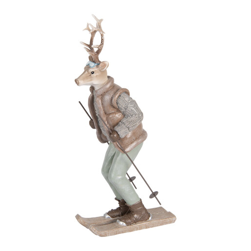 Figurina Ren Craciun polirasina multicolora 16x11x33 cm