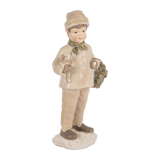 Figurina Baietel Craciun polirasina multicolora 9x7x18 cm