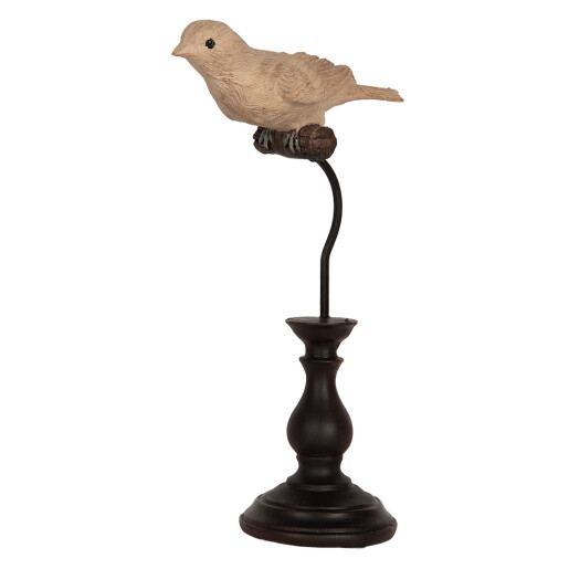 Figurina Pasare metal negru polirasina bej 12x7x21 cm