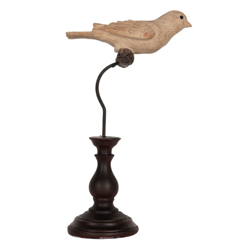 Figurina Pasare metal negru polirasina bej 12x7x21 cm