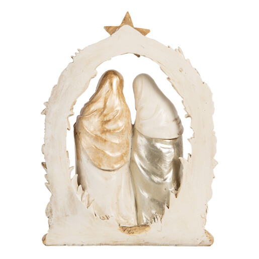 Decoratiune Nasterea Domnului polirasina bej aurie 19x7x24 cm