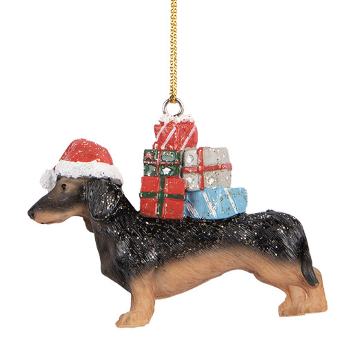 Set 2 ornamente brad Craciun Catelus polirasina multicolora 7x2x6 cm