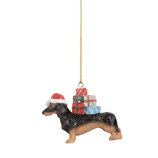 Set 2 ornamente brad Craciun Catelus polirasina multicolora 7x2x6 cm