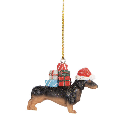 Set 2 ornamente brad Craciun Catelus polirasina multicolora 7x2x6 cm