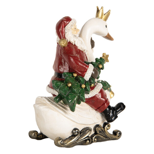 Figurina Mos Craciun, Lebada polirasina multicolora 13x10x16 cm
