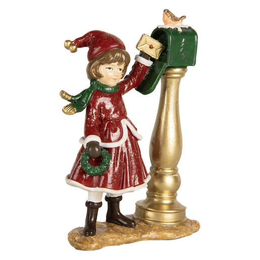 Figurina Craciun Fetita polirasina multicolora 8x4x12 cm