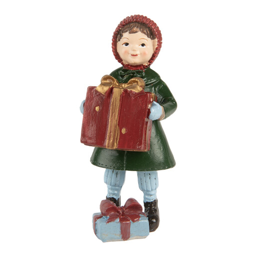 Figurina Craciun Fetita polirasina multicolora 5x5x12 cm