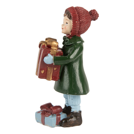Figurina Craciun Fetita polirasina multicolora 5x5x12 cm
