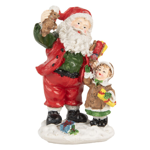 Figurina Mos Craciun si Copilas polirasina multicolora 8x6x13 cm