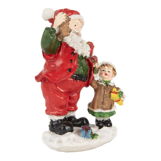 Figurina Mos Craciun si Copilas polirasina multicolora 8x6x13 cm