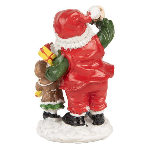 Figurina Mos Craciun si Copilas polirasina multicolora 8x6x13 cm