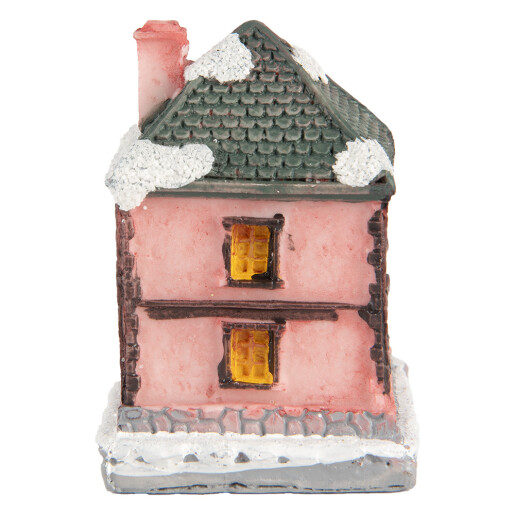 Casuta Craciun polirasina multicolora cu led  4x5x6 cm