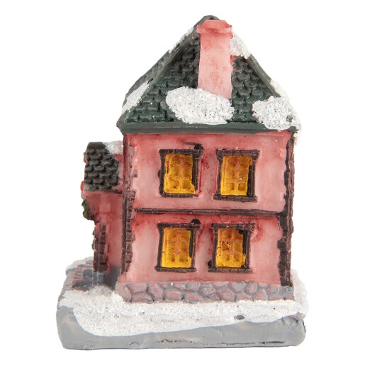 Casuta Craciun polirasina multicolora cu led  4x5x6 cm