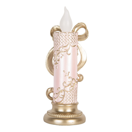 Decoratiune Craciun cu led Lumanari polirasina aurie roz  10x10x25 cm