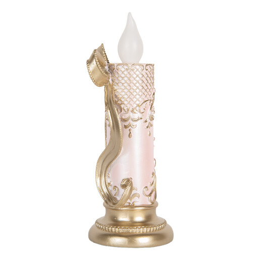 Decoratiune Craciun cu led Lumanari polirasina aurie roz  10x10x25 cm
