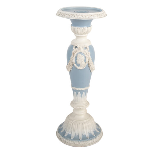 Sfesnic lumanare polirasina albastra alba Ø 10x27 cm