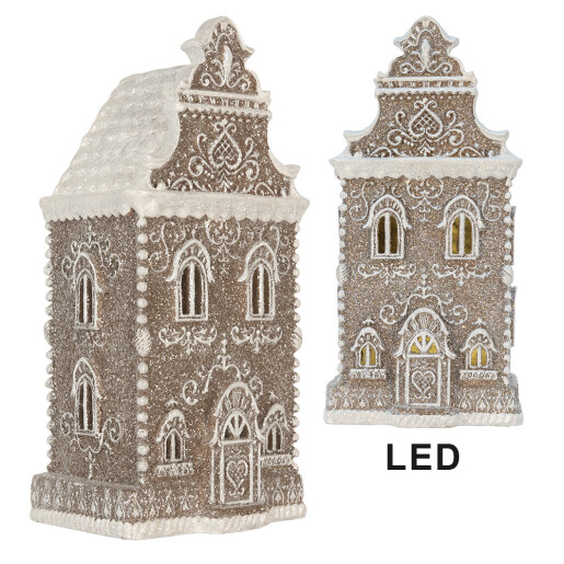 Casuta Turta Dulce polirasina alba maro, led 17x15x35 cm Casuta Turta Dulce polirasina alba maro, led 17x15x35 cm