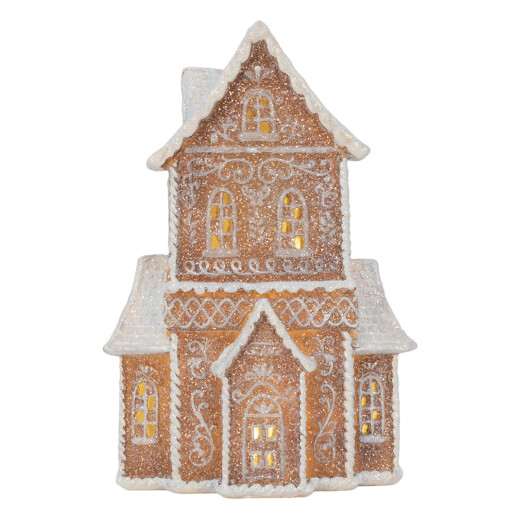 Casuta Turta Dulce polirasina alba maro, led 16x8x23 cm Casuta Turta Dulce polirasina alba maro, led 16x8x23 cm