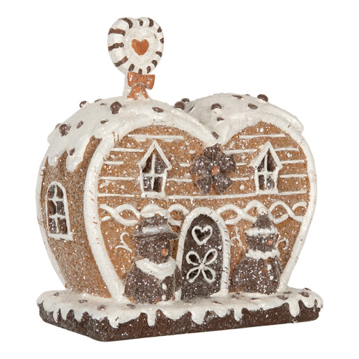 Casuta Turta Dulce polirasina maro alba, led 18x10x19 cm Casuta Turta Dulce polirasina maro alba, led 18x10x19 cm