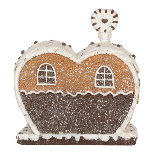 Casuta Turta Dulce polirasina maro alba, led 18x10x19 cm Casuta Turta Dulce polirasina maro alba, led 18x10x19 cm