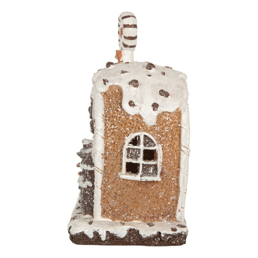 Casuta Turta Dulce polirasina maro alba, led 18x10x19 cm Casuta Turta Dulce polirasina maro alba, led 18x10x19 cm