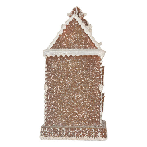 Casuta Turta Dulce polirasina maro alba, led 12x11x25 cm Casuta Turta Dulce polirasina maro alba, led 12x11x25 cm