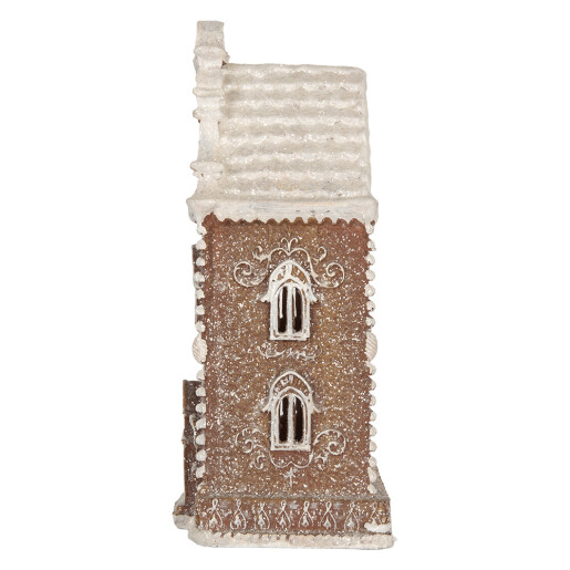 Casuta Turta Dulce polirasina maro alba, led 12x11x25 cm Casuta Turta Dulce polirasina maro alba, led 12x11x25 cm