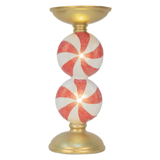 Sfesnic lumanare Craciun polirasina multicolora cu led Ø 10x23 cm Sfesnic lumanare Craciun polirasina multicolora cu led Ø 10x23 cm