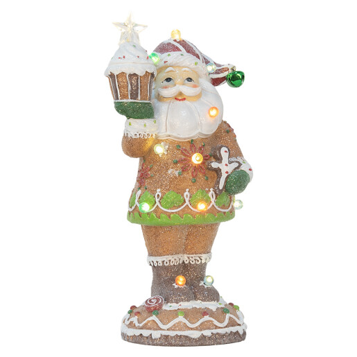 Figurina Mos Craciun polirasina multicolora cu led 15x13x32 cm Figurina Mos Craciun polirasina multicolora cu led 15x13x32 cm