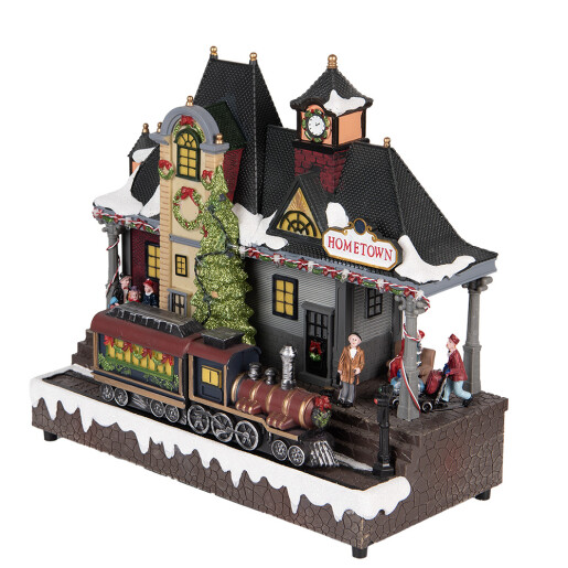 Decoratiune muzicala Craciun polirasina multicolora cu led 32x16x30 cm