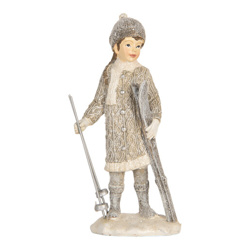 Set 2 figurine Copilasi Craciun polirasina gri bej (2) 8x7x15 cm