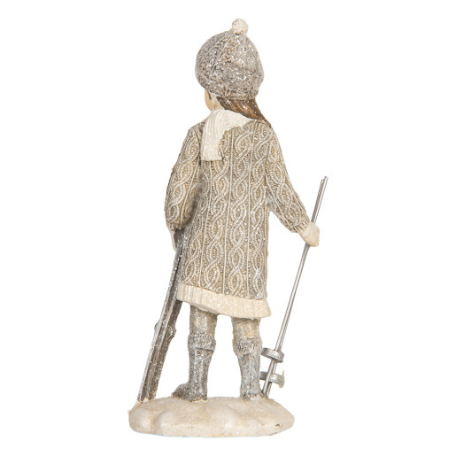 Set 2 figurine Copilasi Craciun polirasina gri bej (2) 8x7x15 cm