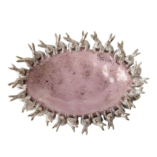 Bol decorativ Paste Iepurasi polirasina multicolora 26x19x7 cm