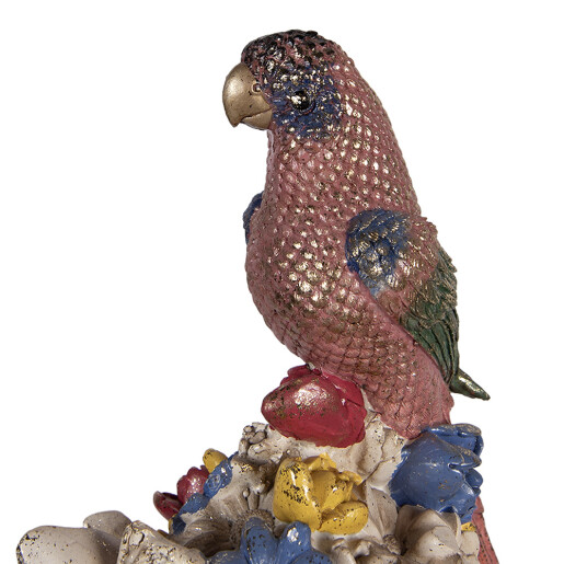 Figurina Pisicuta cu Papagal polirasina multicolora 24x21x40 cm