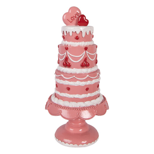 Tort decorativ polirasina alba roz Ø 16x33 cm