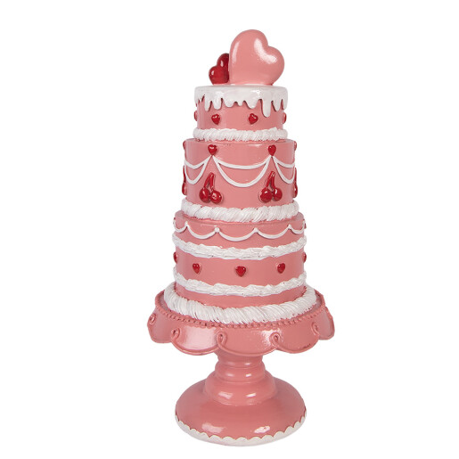 Tort decorativ polirasina alba roz Ø 16x33 cm