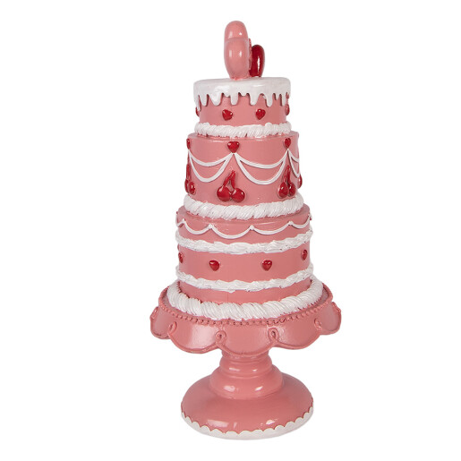 Tort decorativ polirasina alba roz Ø 16x33 cm