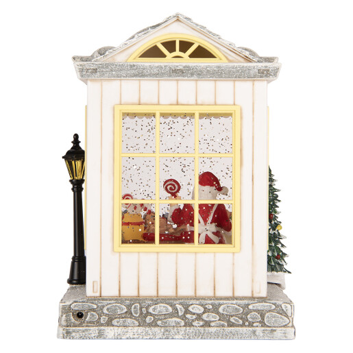 Decoratiune Craciun muzicala polirasina cu led Casuta 16x12x23 cm