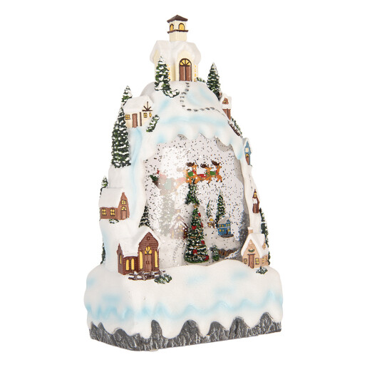 Decoratiune Craciun muzicala polirasina cu led Orasel Iarna 15x9x27 cm