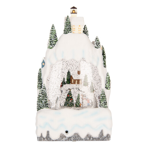 Decoratiune Craciun muzicala polirasina cu led Orasel Iarna II 15x9x27 cm