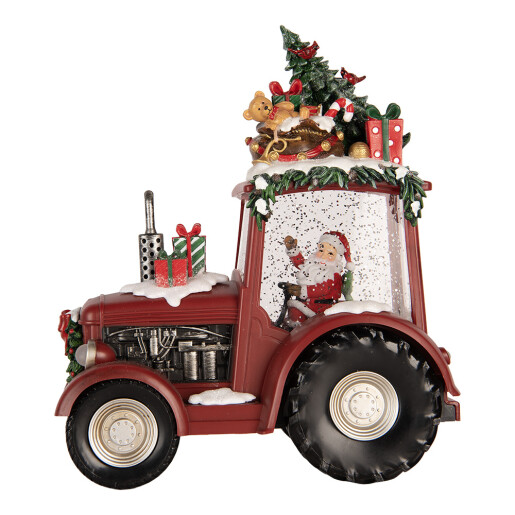 Decoratiune Craciun muzicala polirasina cu led Tractor 21x13x25 cm