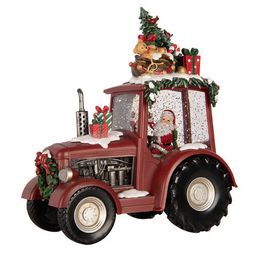 Decoratiune Craciun muzicala polirasina cu led Tractor 21x13x25 cm