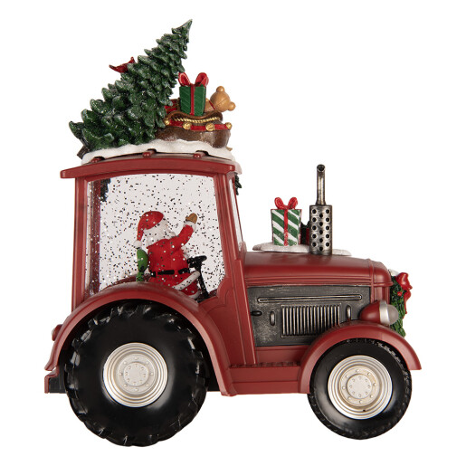 Decoratiune Craciun muzicala polirasina cu led Tractor 21x13x25 cm