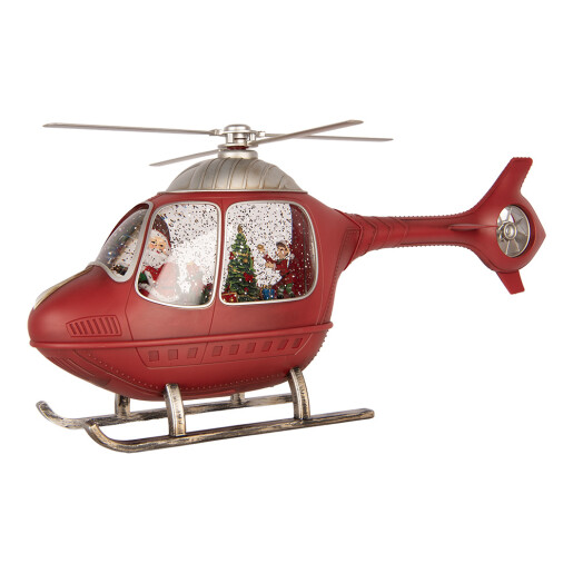 Decoratiune Craciun muzicala polirasina cu led Elicopter 47x11x22 cm
