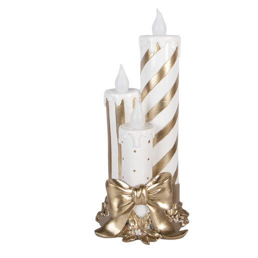 Lumanari decorative polirasina alba aurie cu led 19x16x41 cm 