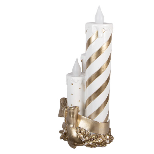 Lumanari decorative polirasina alba aurie cu led 19x16x41 cm 