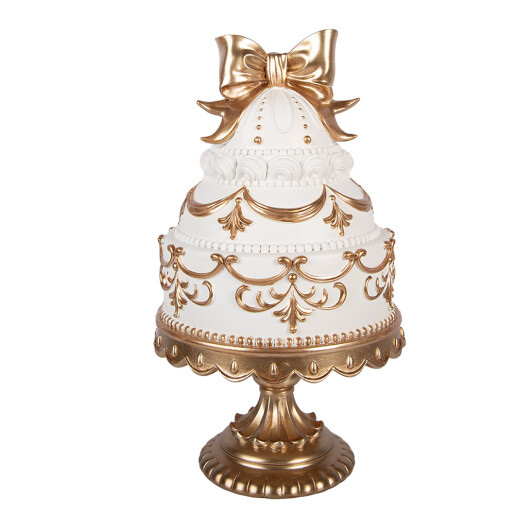 Decoratiune Tort polirasina alba aurie  Ø 19x33 cm