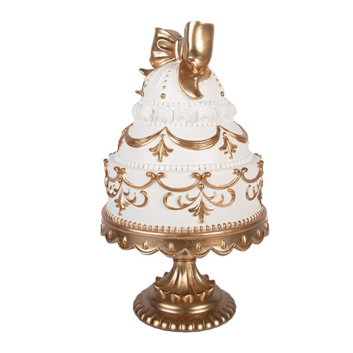 Decoratiune Tort polirasina alba aurie  Ø 19x33 cm