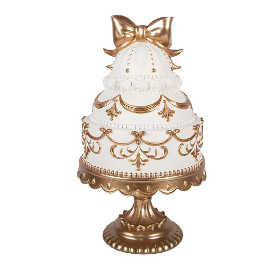 Decoratiune Tort polirasina alba aurie  Ø 19x33 cm